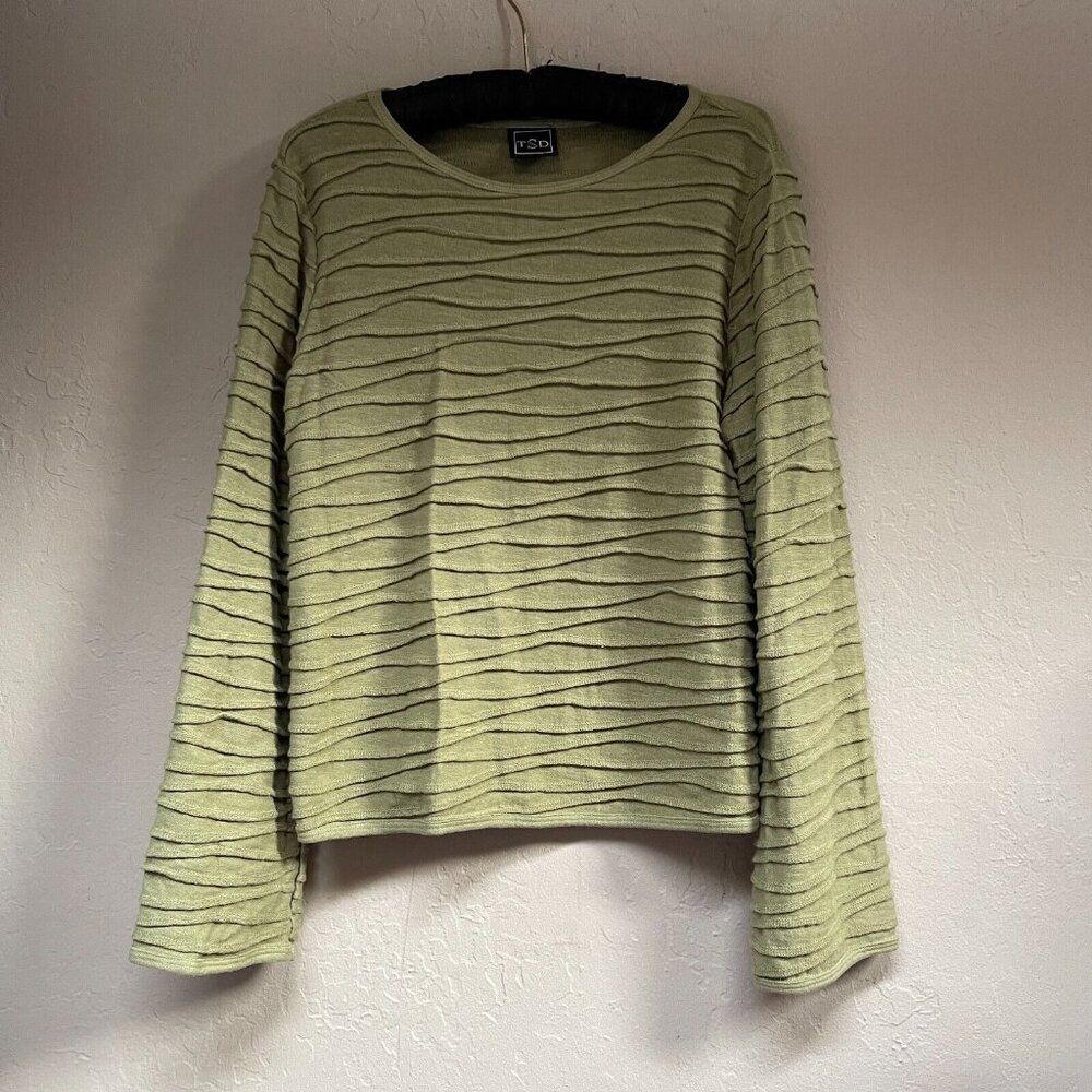 TSD Two Star Dog Women's Medium Long Sleeve Pullover Sweater in Textured Green